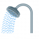 Icono de ducha que sale agua fria